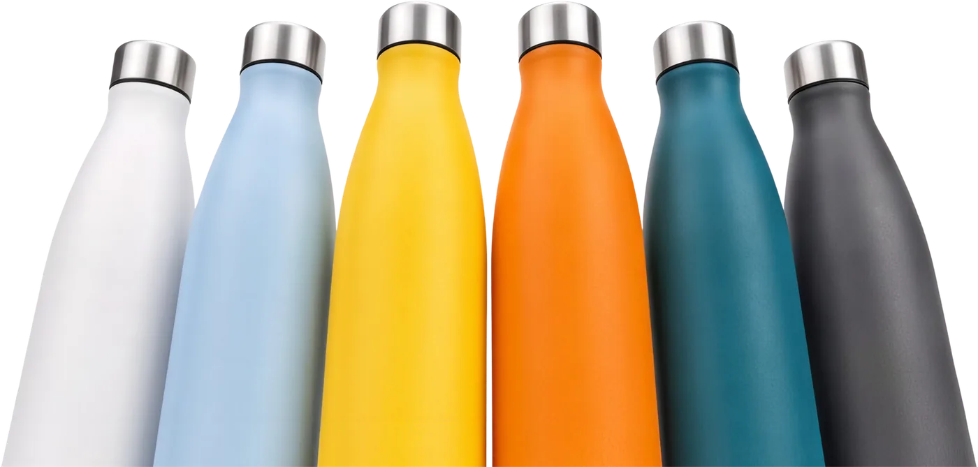 The six bottles seen from below, showing the flat bases